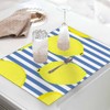 Beabes Lemons Dish Drying Mat,Yellow Lemons With Blue Stripes Design