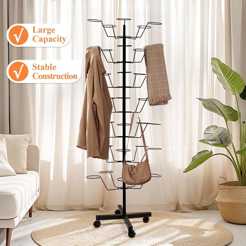uyoyous 7-Tier Rotating Hat Rack, Freestanding Hat Display Stand with