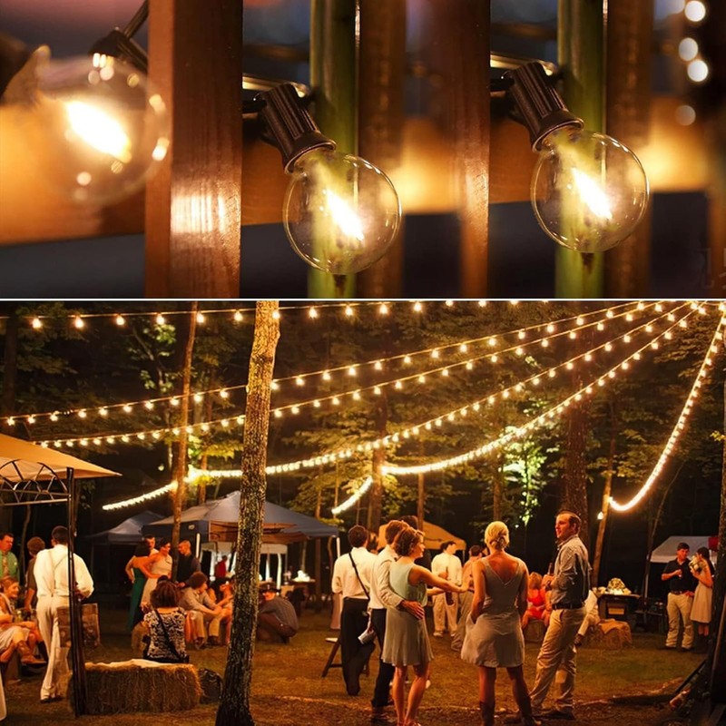 GLUROO 200FT(100FT*2PC) Outdoor String Lights, G40 LED Patio Lights with