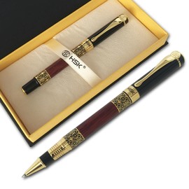 HSK Luxury gift Pen Ballpoint Pens Black Refill,Classical retro style pen,Best Ball Pen Gift Set for Men & Women Professional Executive,Office,Nice Pens Classy Gift Box (Red)