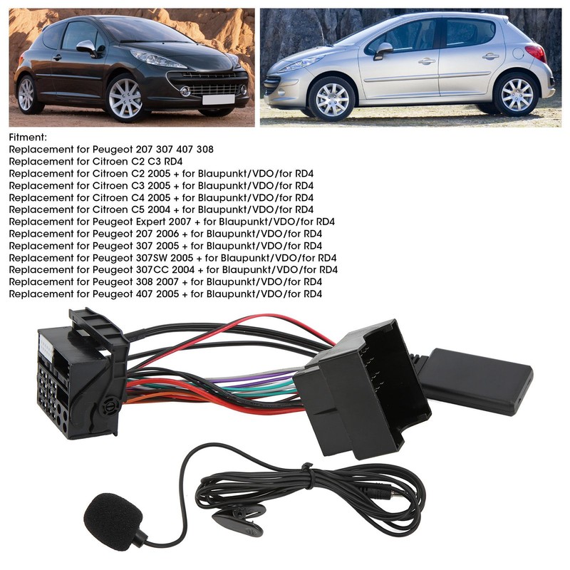12Pin Bluetooth 5.0 Aux Audio Cable Adapter Microphone Hands Free