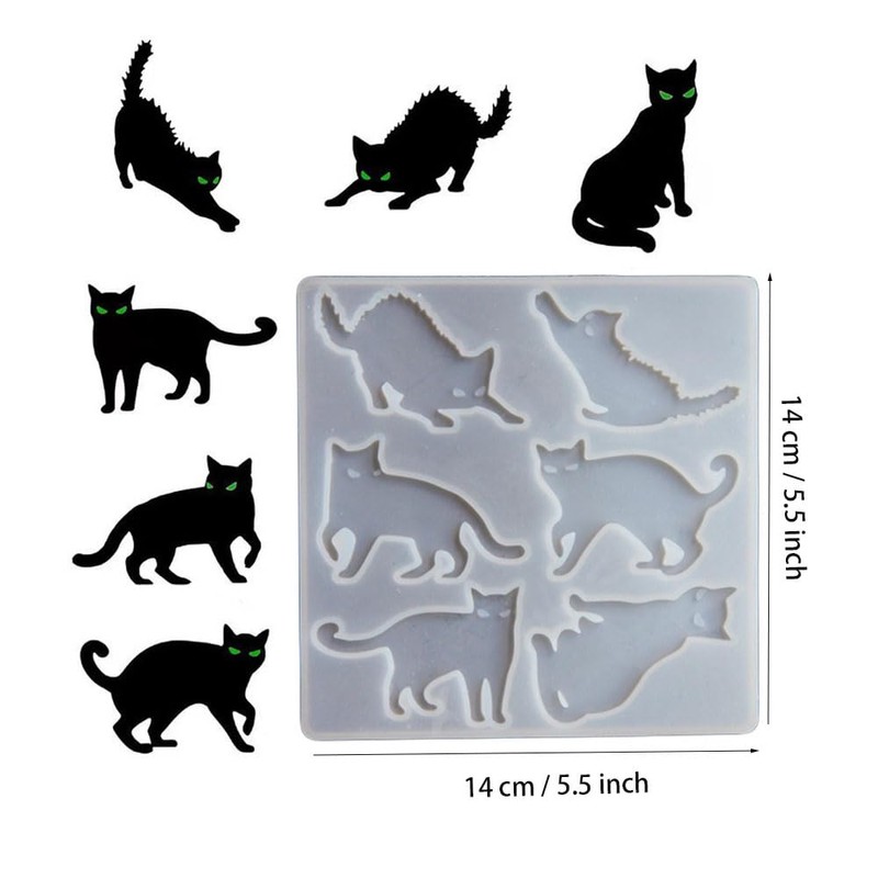 Finyoffiy Resin Cat Mold Cute Silicone Mold Animal Epoxy Mold
