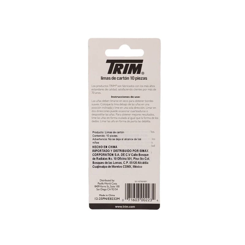 Lima de uñas Trim nail care 10 pzas