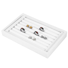 4 Colours Ring Display Tray Slot, Fashion Jewellery Organiser Holder Case Box Showcase Velvet Ring Showcase for Ring Earrings (White)
