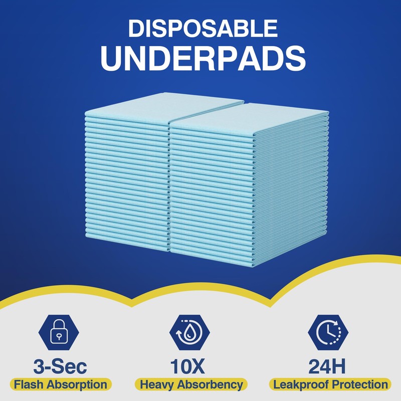 MKISS Bed Pads Disposable 36" x 36" (100 Counts), Large