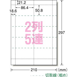 エーワン 手作りチケット 連続タイプ 2列5連 200枚分 51468