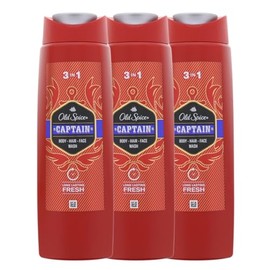 3 x Old Spice Captain 3-in-1 Shower Gel & Shampoo Body Hair Face for 250 ml Each
