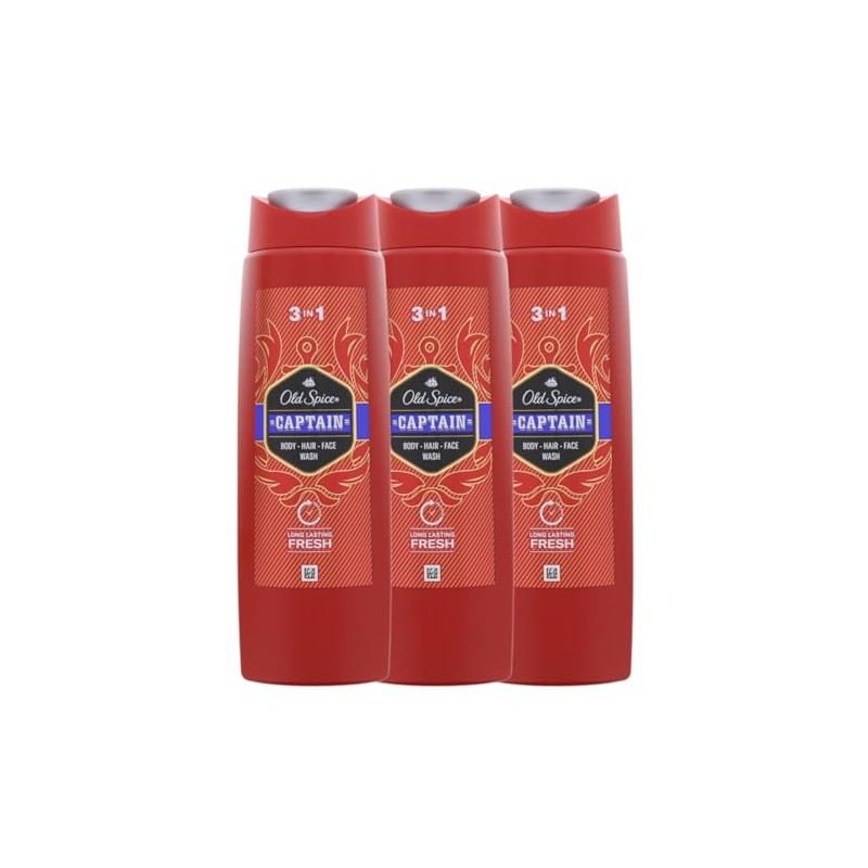 3 x Old Spice Captain 3-in-1 Shower Gel & Shampoo