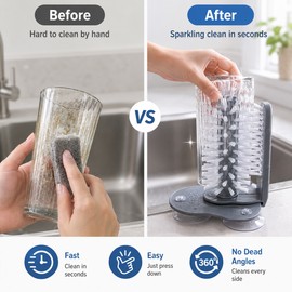 Suction Cup Glass Cleaning Brush for Kitchen Sinks – Hands-Free Cup Scrubber for Bottles & Mugs