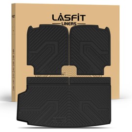 LASFIT Trunk Mat & Backrest Mat for Volvo XC90 2025-2016, All Weather TPE Custom Fit Cargo Liner for Volvo XC90 Cargo Mat, Black, Easy to Clean