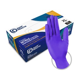 Safe Health Nitrile Disposable Gloves Size XL Cobalt Blue, Pack of 90, Powder-Free, Latex-Free, Food Laboratory, Janitorial Painting, Mechanical Finishing Laws Enforcement, 3 Mil