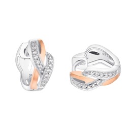 Amor Women's Hoop Earrings, One Size, Black, Comes in Gift Box, Sterling Silver, Created Cubic Zirconia