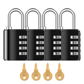ORIA Combination Padlock, 4 Pack Combination Locks, 4 Digit Padlock with 4 Keys for Sports Locker, School Gym Locker, Case, Toolbox, Case, Hasp Storage