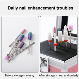30-Hole Nail Polish Drill Bits Storage Box Manicure Tool Organizer Nail Drill Bit Holder Case Portable Nail Art Storage Container for Nail Salon Use