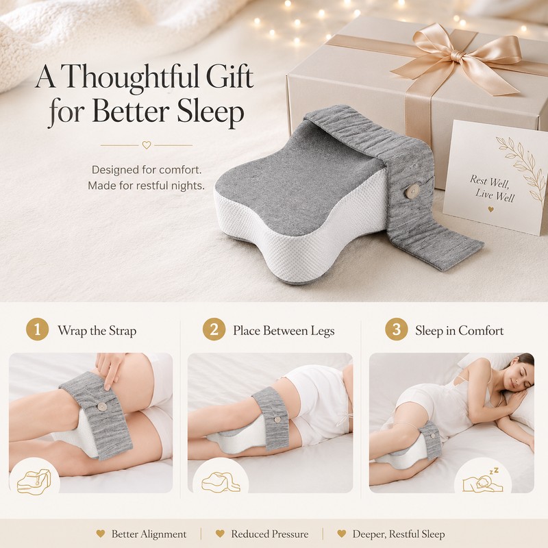 14-Inch Knee Pillow for Side Sleepers – Large Memory Foam