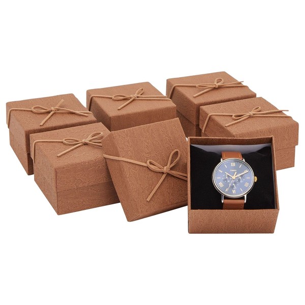 6 Pack Small Gift Boxes with Lid and Velvet Insert for Jewelry, Bracelets, Keychains (3.5 x 3.5 x 2.3 In)