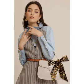 GERINLY Cheetah Purse Scarf Bold Print Skinny Hair Scarf Tie Fashion Small Neckerchief for Women (D-Leopard)