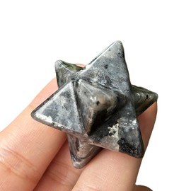 Manekieko Natural Black Labradorite Merkaba Crystal Protection Sacred Meditation Energy Healing Chakra,25mm Hexagonal Star Crystals and Healing Stone