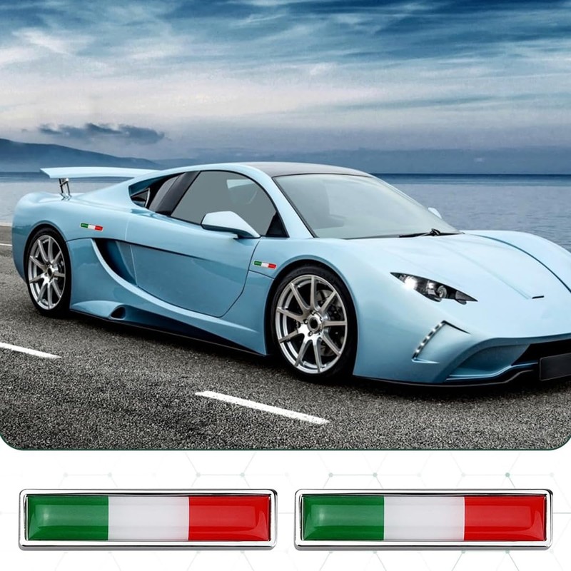 Enwye Car Personalization Italy Flag Metal Stickers Pair Set 58x14mm