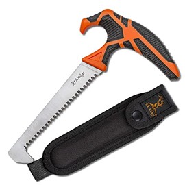 Elk Ridge Outdoors - TREK - Stainless Steel Saw, Orange and Black TPR Molded Handle, Black Rigid Carrying Pouch, Hunting, Camping, Survival, Exploring - ER-TKSAW001