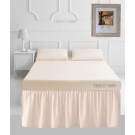 16" Extra Deep Frilled Base Valance Sheets Plain Dyed Easy Care Percale Polycotton Bed Sheets Cream Double