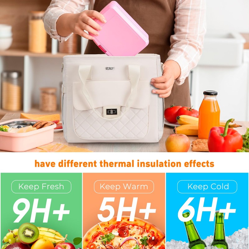 RJEU Women Lunch Box for Work,Large Insulated Lunch Bag Leakproof