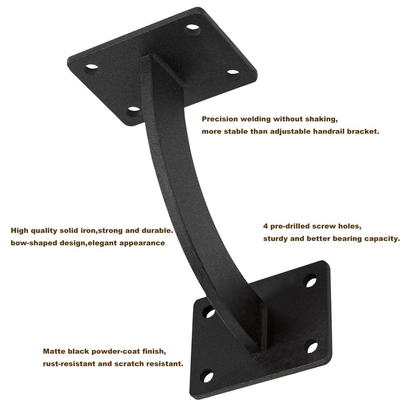 Wpbhk 6Pcs Handrail Stair Brackets, Hand Railing Brackets Stair Rail