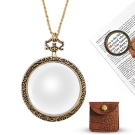 YYHSND 10X Magnifying Glass Necklace Magnifier Necklace Pendant Optical Magnifier with Chain Necklace for Library, Reading, Zooming and Jewelry