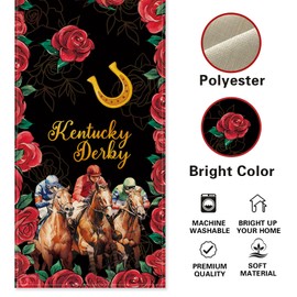 Uruney Kentucky Horse Racing Table Runner, Derby Jockey Run for The Roses Kitchen Dining Table Decoration, Horseshoes Burlap Indoor Outdoor Home Decor Party Supply 13 x 90 Inches
