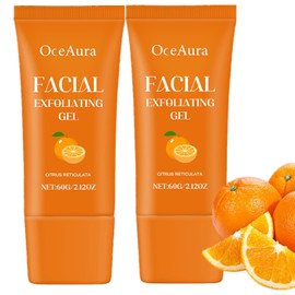 2Pcs Facial Exfoliating Gel, Orange Enzyme Hydrating Facial Scrub, Deep Cleansing Moisturizing Orange Peeling Gel, Remove Blackheads, Rejuvenating Skin Repair(60g)