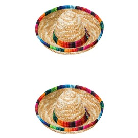 NISHZHU 6 Pack Small Sombrero Hats 6.5 Natural Straw Hats Sombrero Party Hats Dolls Pets Party Decoration Supplies