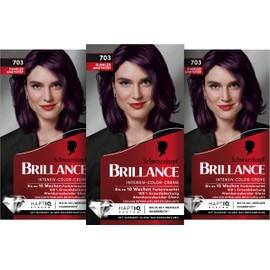 Brillance Intensive Colour Cream Hair Colour 703 Dark Amethyst Level 3, Pack of 3 (3 x 160 ml)