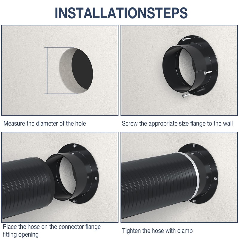 HOXHA 4” Duct Connector Flange Plastic 4 Inch Dust Collection