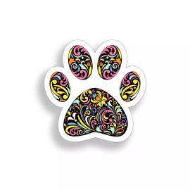 Real Sticky Dog Paw Print Sticker K9 Pet Colorful Pattern Cup Cooler Car Window Bumper Decal