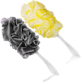 PPHAO - Black Loofah - Charcoal Loofah - Mens Loofah - Back Loofah for Shower - Exfoliating Loofah - Long Handle Bath Brush - Grey Loofah - Shower Mens Loofah Sponge Yellowe and Black - 2 Pack
