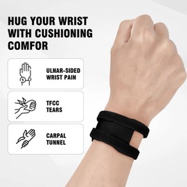 Wrist Brace for TFCC Tears, 2Pcs Pack Adjustable Thin Sports Wrist Support, Wrist Strap Widget for Weight Bearing Strain, Gym,Yoga (Black)