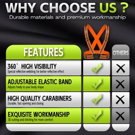 Reflective Vest Running Gear 2Pack, High Visibility Adjustable Safety Vest for Night Cycling,Hiking, Jogging,Dog Walking (Green Orange)