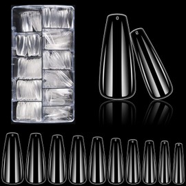500 uñas semimate de cubierta completa acrílica preforma para extensión de uñas, 12 tamaños a presión sobre puntas de uñas postizas de gel suave transparente para arte de uñas en casa, salón de uñas DIY (ballet)