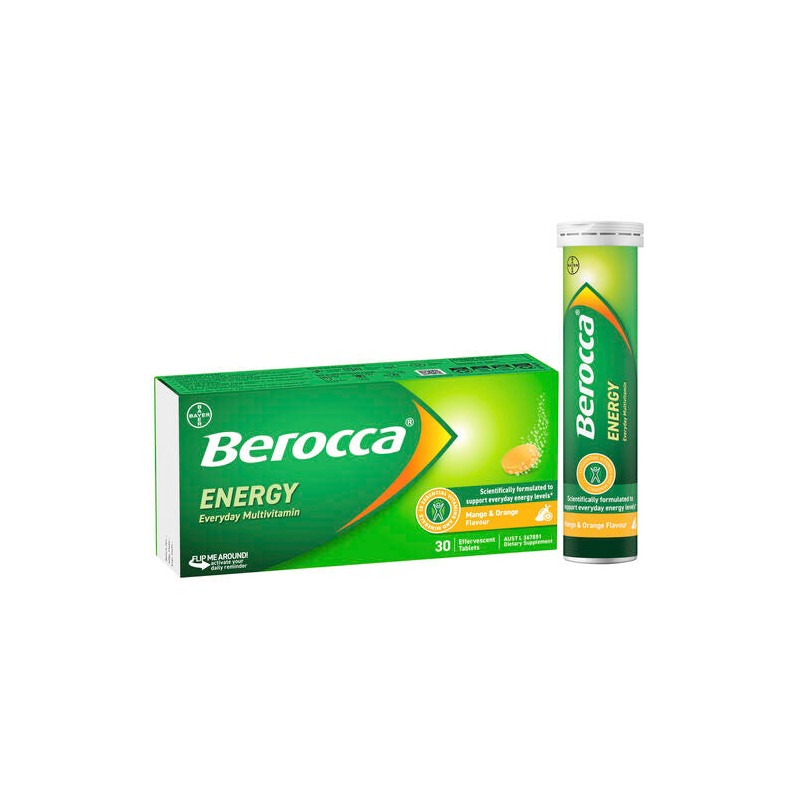 Berocca Energy Mango & Orange Effervescent Tablets 30 Pack