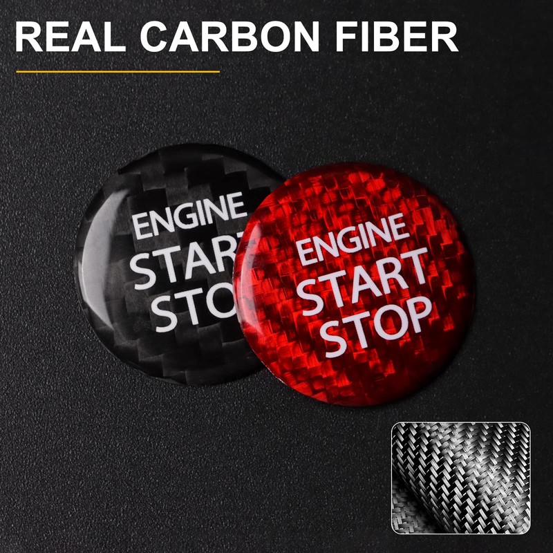 KUNGKIC Carbon Fibre Car Engine Start Stop Switch Ignition Switch