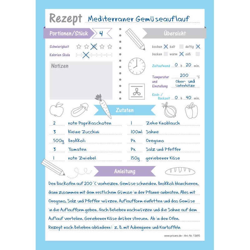 PRICARO Rezeptblock Allerlei, A5, 3 Stück