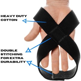 Warm Body Cold Mind Figure 8 Lifting Wrist Straps for Olympic Weightlifting - Hand Wraps for Powerlifting, Weight Lifting, Bodybuilding Functional/Cross Training Deadlift Gym Bar (Basic Black, L)