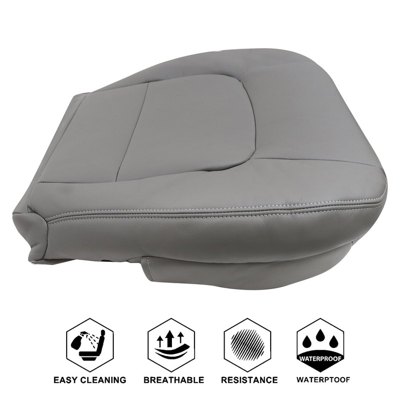 NLQR Front Driver Side Bottom Replacement Seat Cover Gray Microfiber