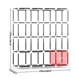 Mavivegue Portable Closet Wardrobe, Clothes Organizer with 4 Hanging Rods, Non-Woven Fabric Cover, Large Capacity Storage for Bedroom and Living Room,Gray, 67" W x 17" D x 67" H