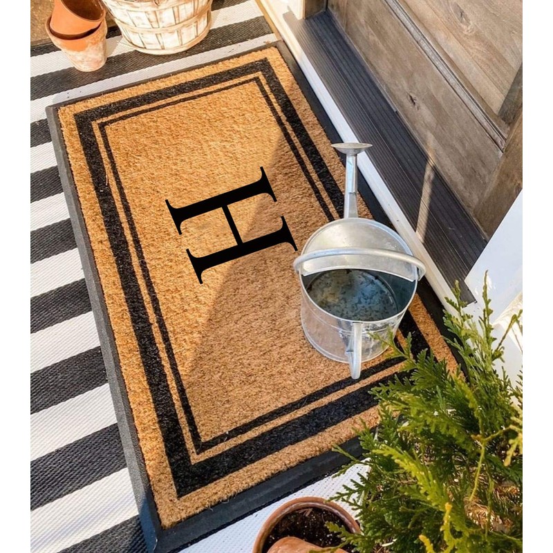 First Impressions Markham Border Double Door, Doormat, Monogrammed H, X-Large,