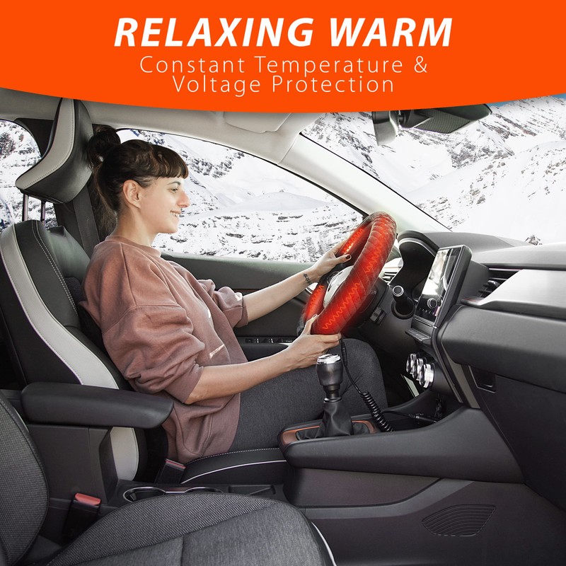 ZONETECH Car Heated Steering Wheel Cover 12V - Vehicle Hand