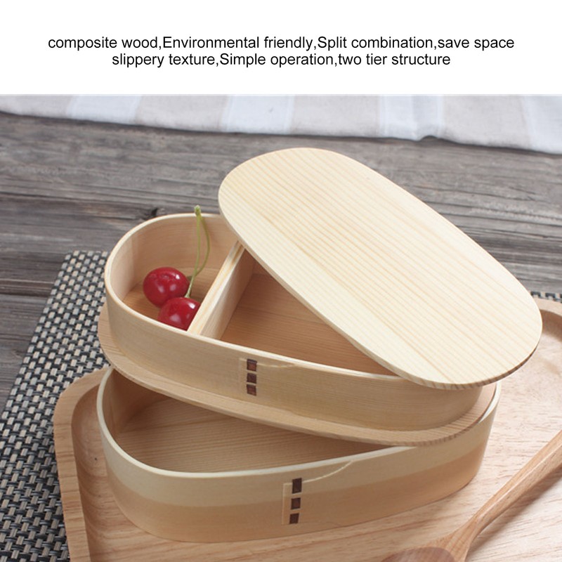 Wooden Bento Boxes Double Wood Color Bento Lunch Box Portable