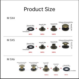 CANGCANG 100 Set Chicago Screw Posts, M5x6mm Rivets for Leather,Chicago Binding Screws Kit,Metal Rivet Replacement Repair for DIY Bookbinding Bags Scrapbook Collars Craft (Brone)