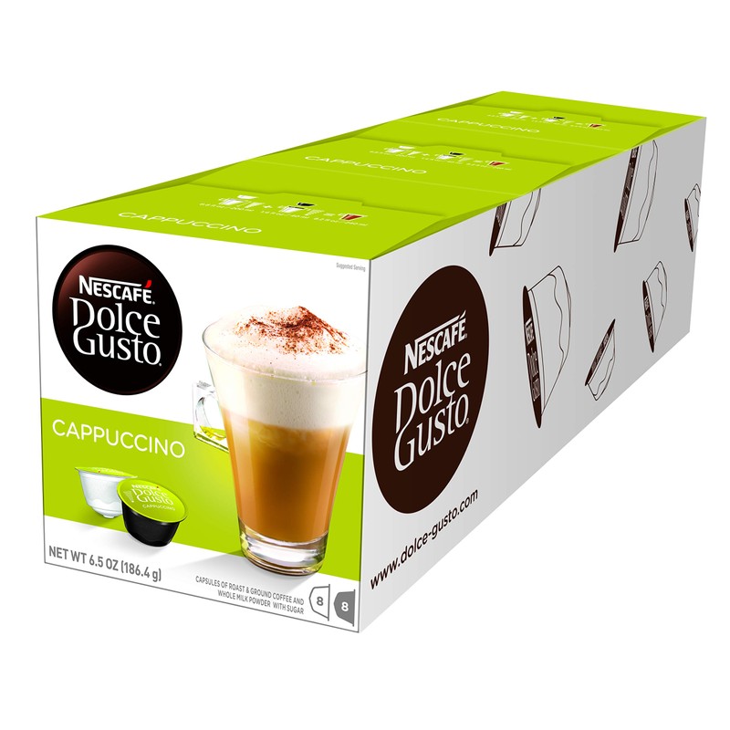 Dolce Gusto Nescafe Coffee Pods, Cappuccino, 16 capsules (Pack of