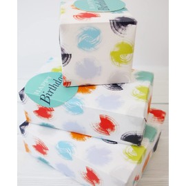 Wrapping Paper 12371A"Male Spot" Gift Wrap Pack with 2 Sheets & 2 Tags, Plastic Free & FULLY RECYCLABLE, multicoloured